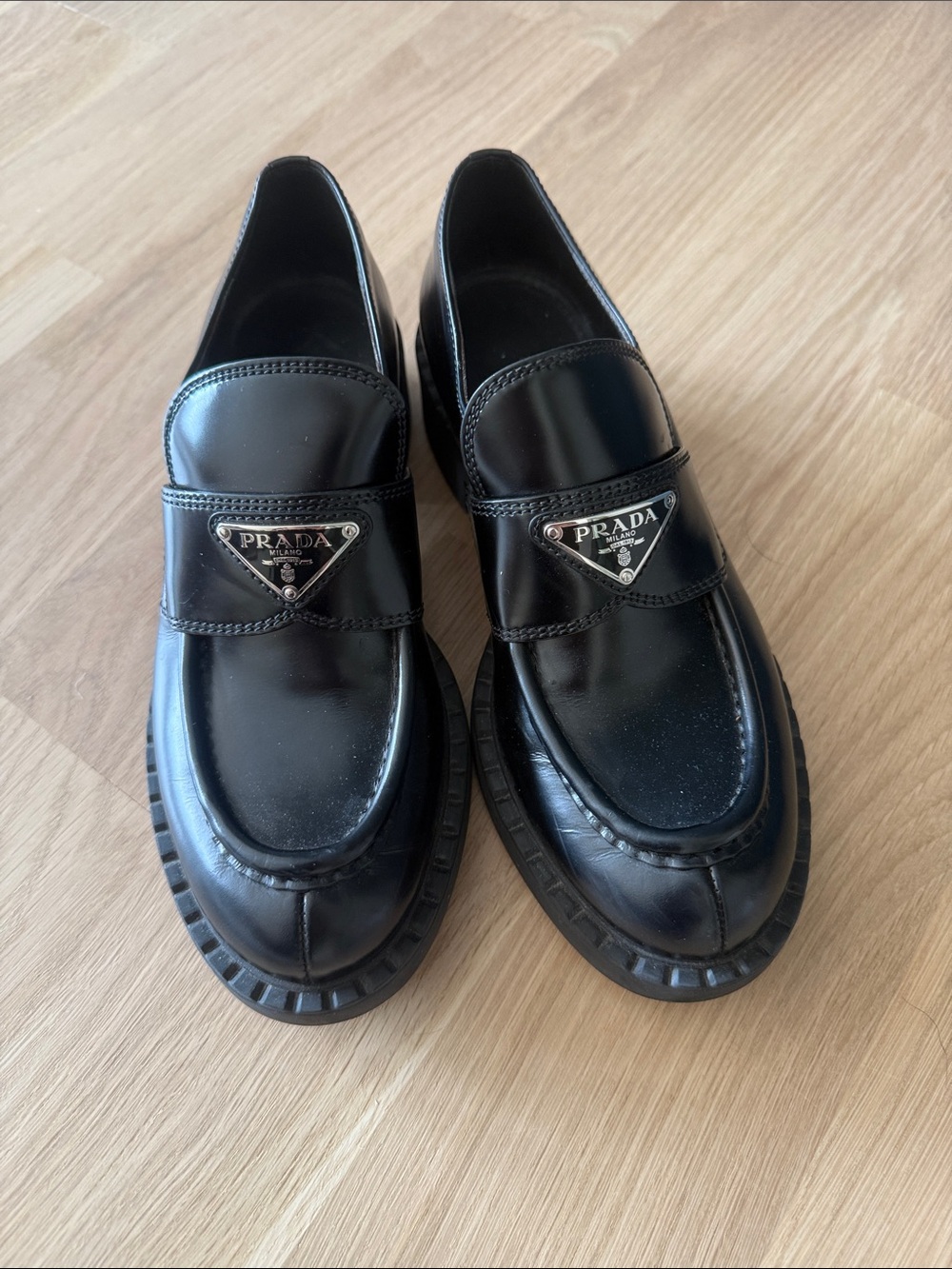 Prada Black Leather Loafers